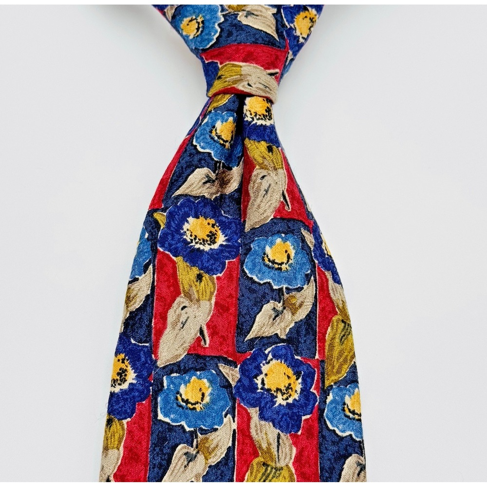 Ermenegildo Zegna Silk Necktie Men 59Lx3.5W Pink‎ Blue Floral Designer Jacquard